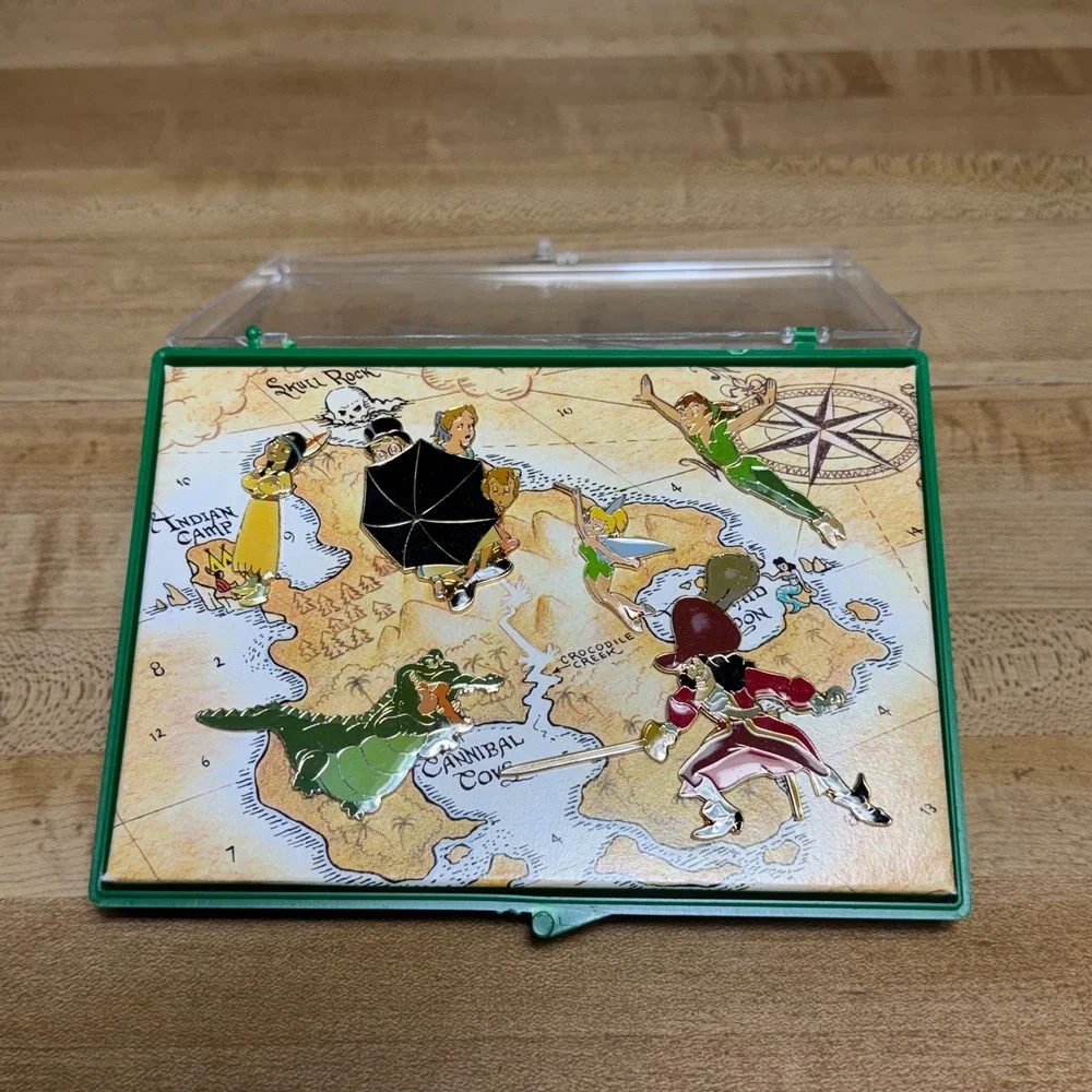 Disney Peter Pan Neverland Map Enamel Pin Set Captain Hook Tinker Bell 5pc
